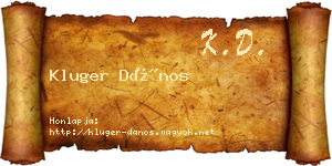 Kluger Dános névjegykártya